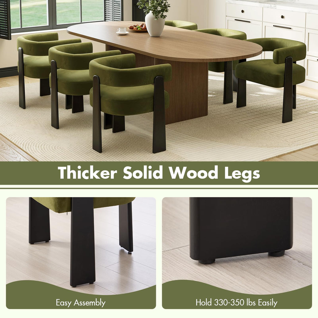 Modern Dining Chairs Set of 4, Upholstered Velvet Barrel Accent Chairs with Backrest & Arms, Wide and Thicker Padded