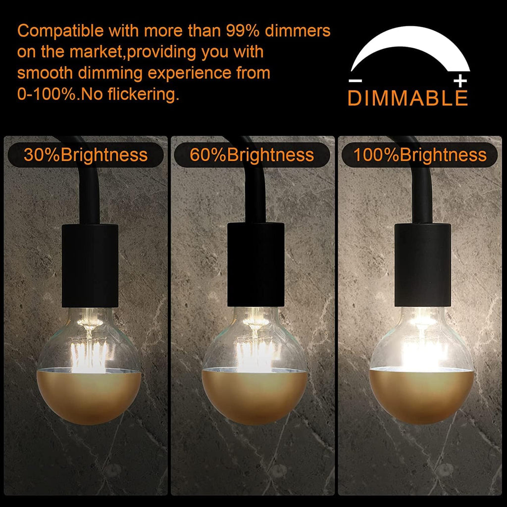 Half Chrome Light Bulb,6W Decorative Half Gold Glass,G25 Warm E26