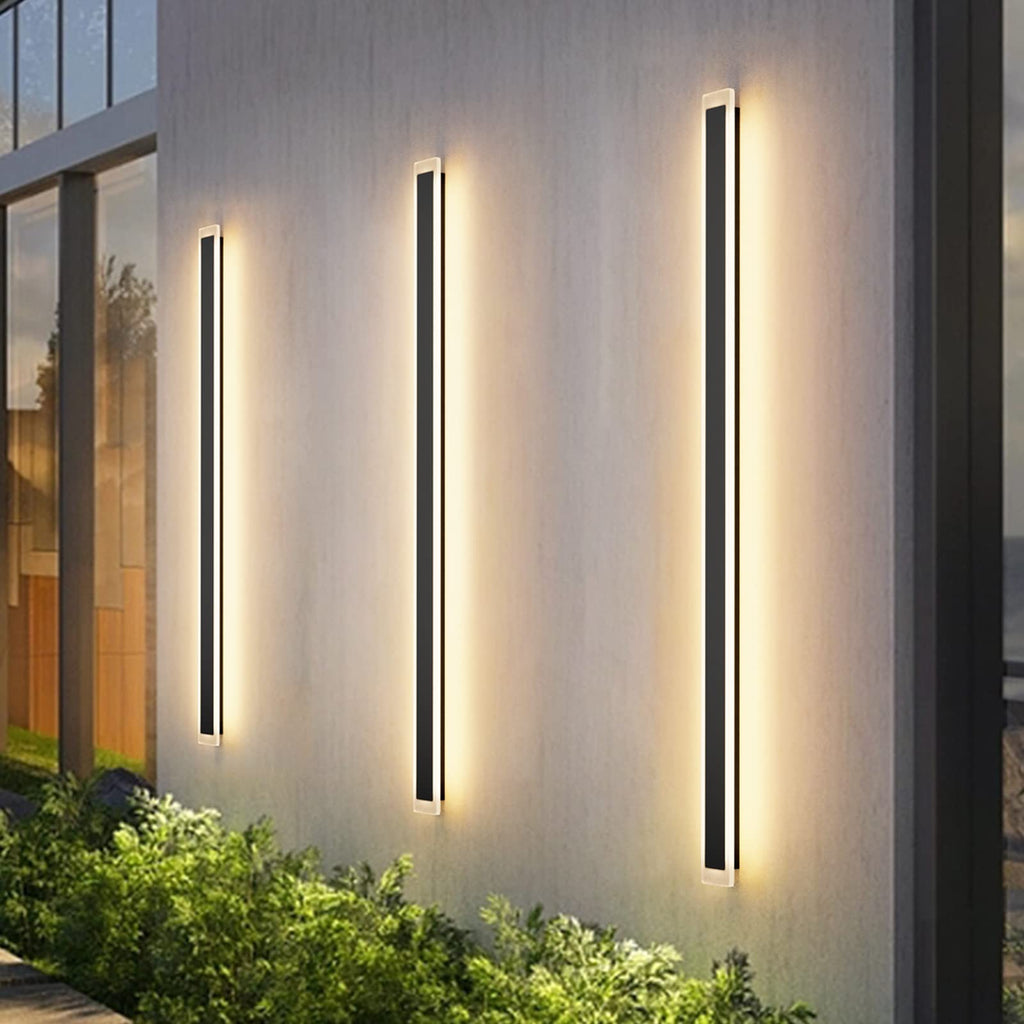 Outdoor Wall Sconces 39.4in LED Modern Porch Patio Wall Light Fixture 1 Pack Black Exterior Wall Lights 30W Long