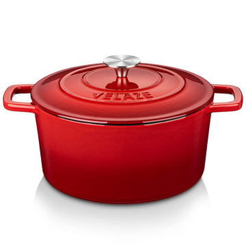 6 QT Enameled Cast Iron Dutch Oven Pot with Lid, Red
