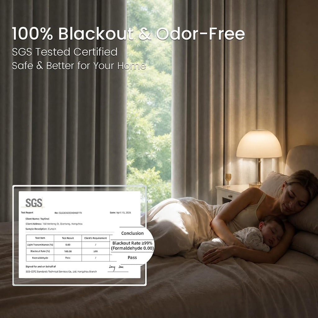 96 Inch Pinch Pleated Blackout Curtains Double Layer, Natural Beige Linen Blend 100% Blackout Sliding Door Panels