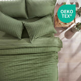 Queen Comforter Set 7 Pieces, Olive Green Seersucker Bed in a Bag with Comforter and Sheets
