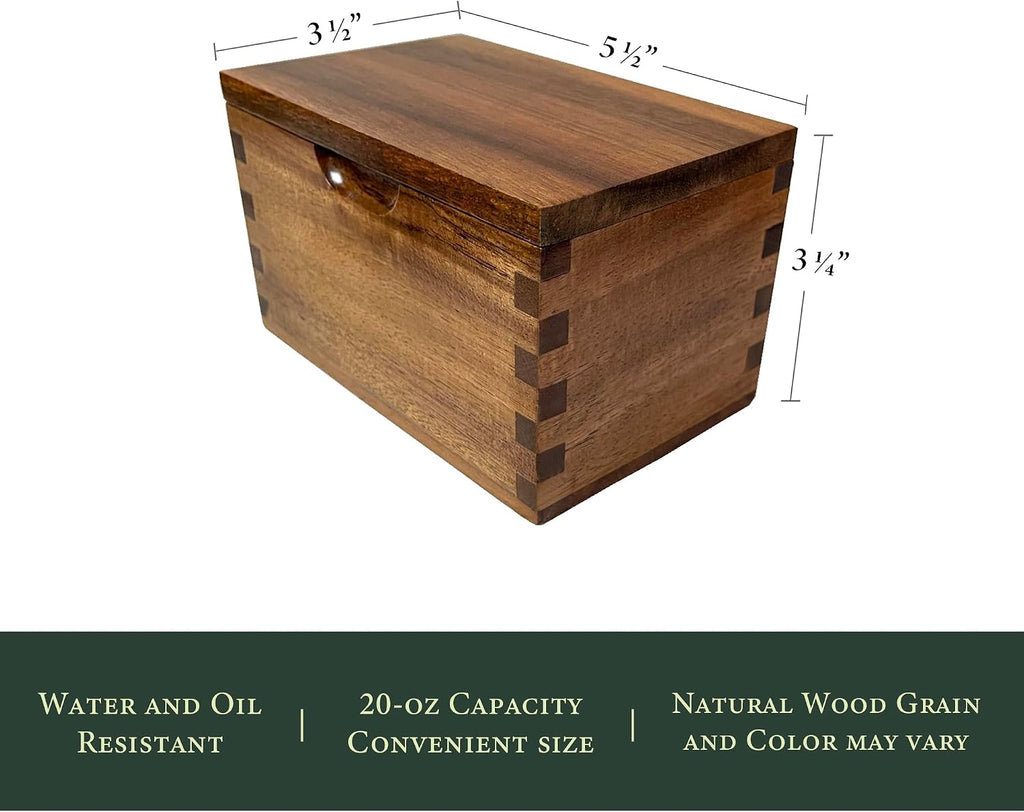 Acacia Wood Salt Cellar with Flip Lid, 20 oz Large Salt Box Counter, Salt Keeper for Gourmet Salts, Spices - Set of 20