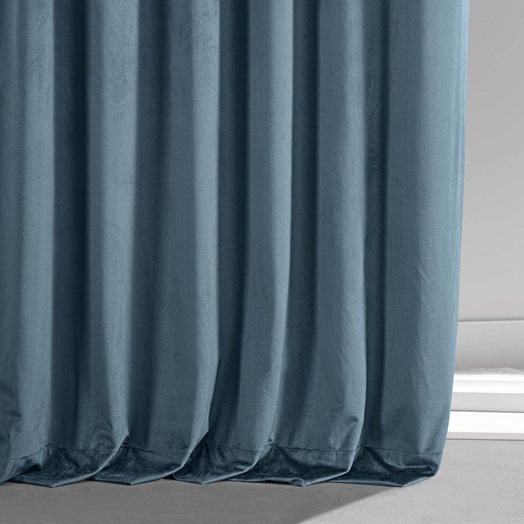 Plush Velvet Blackout Curtains (1 Panel) 50W X 96L, Oxford Blue