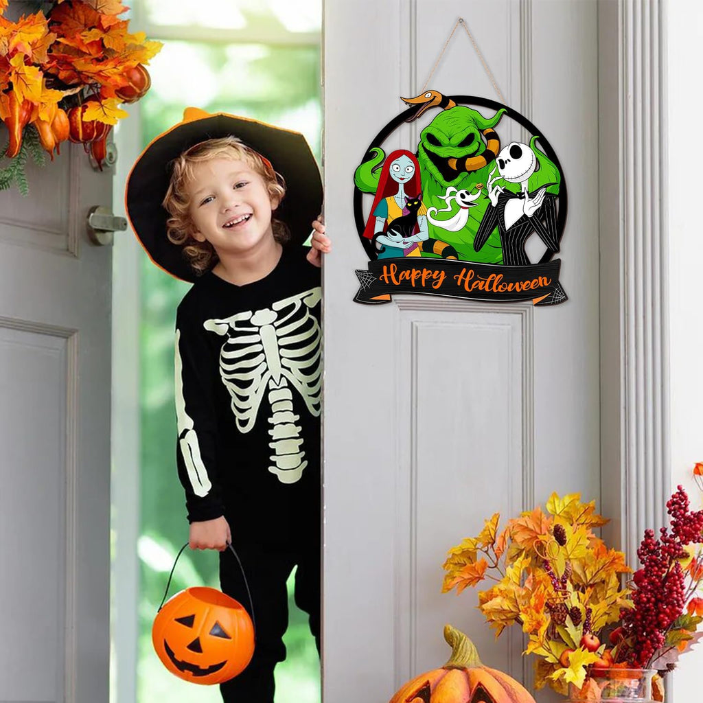 Halloween Nightmare Christmas Decorations Wooden Hanging Door Sign