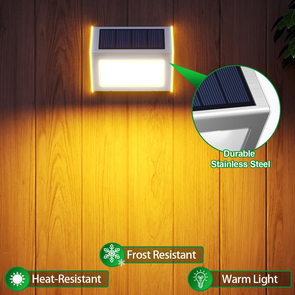 Solar Powered Lights Ideal for Step, Fence, Deck, Stair-Warm White-12P