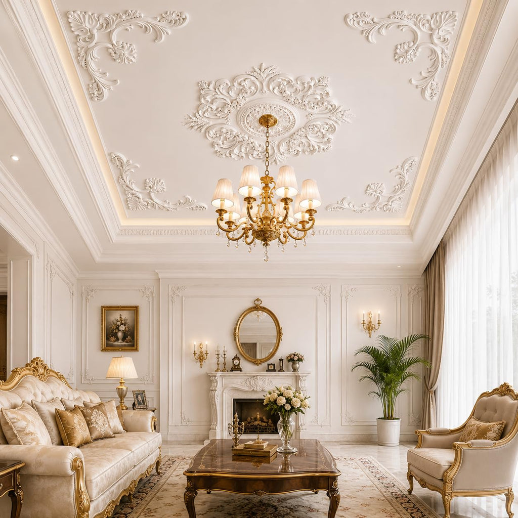 40 Inch Ceiling Medallion for Chandelier, 4-Piece Molding Kit