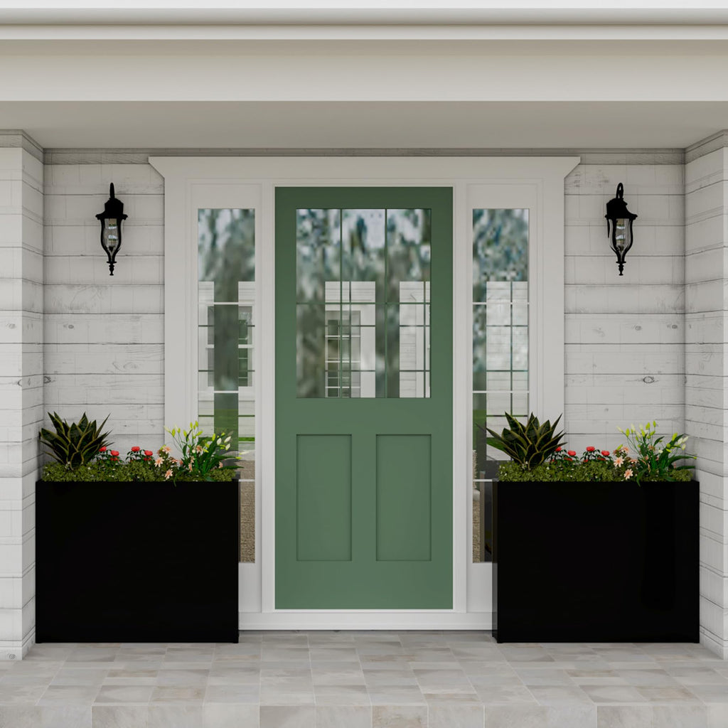 38" L x 10" W x 30" H Black Planter Box - Thickened Galvanized Steel with Weather-Resistant Coating, Heavy-Duty
