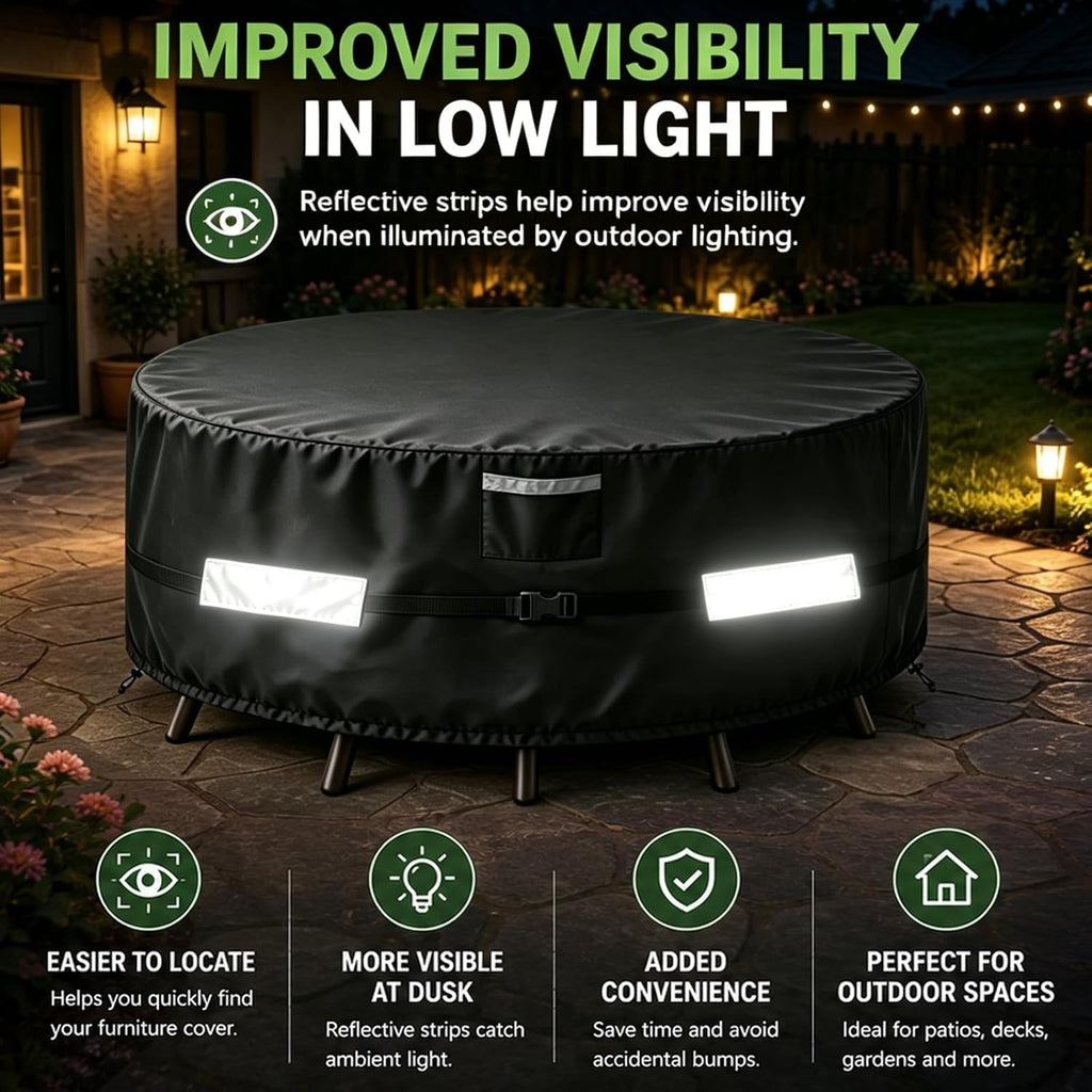 Round Patio Table and Chair Set Cover, 48" Diameter x 28" High, Heavy Duty Waterproof 600D Oxford Outdoor Furniture
