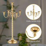 Candelabra Gold Candle Stand: 28" Tall 5-Branch Candlestick Holderoliday Event Reception Decoration,2Pcs