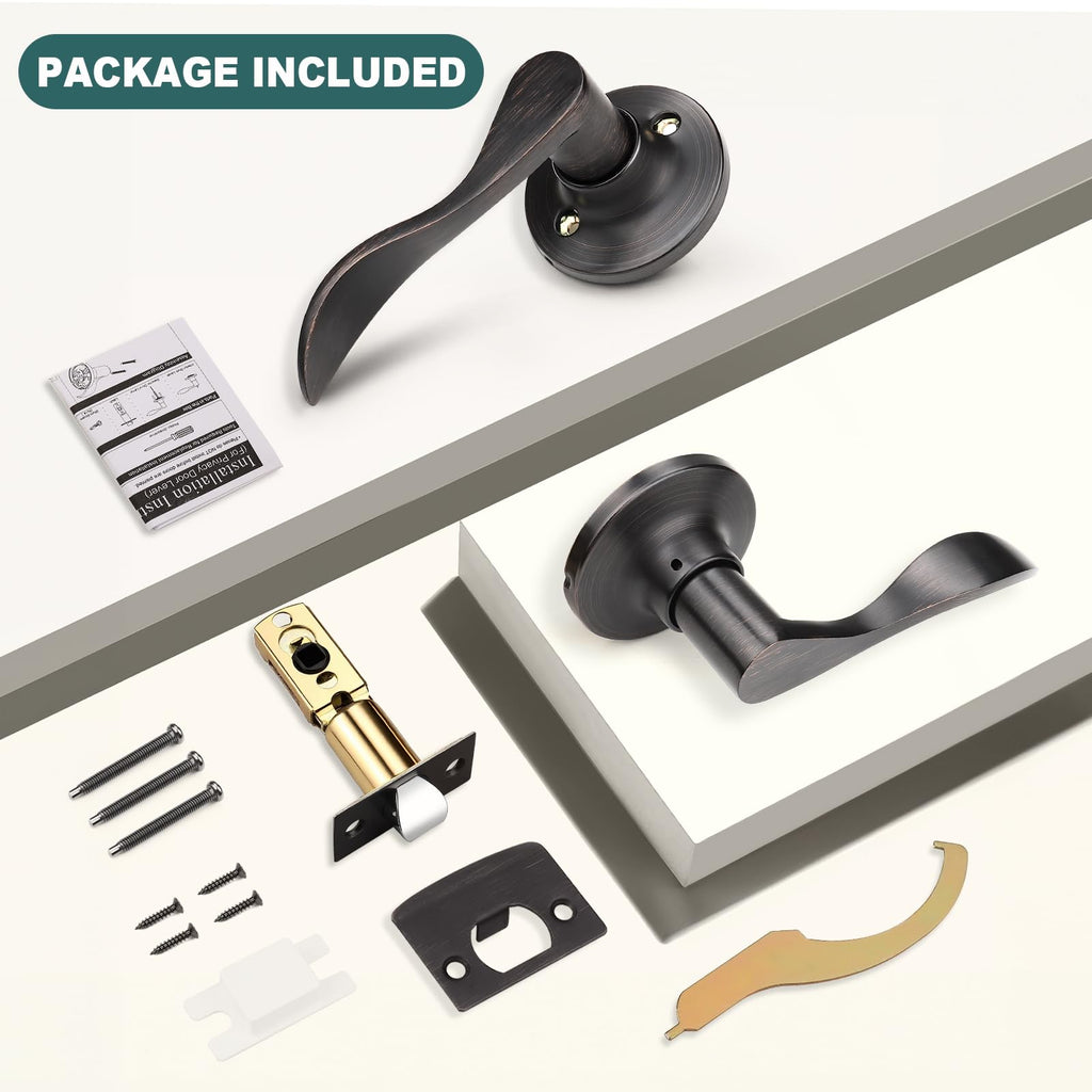 8 Pack Passage Door Levers Oil Rubbed Bronze Interior Door Handles with Lock Keyless Hall Closet Door Handles Bronze