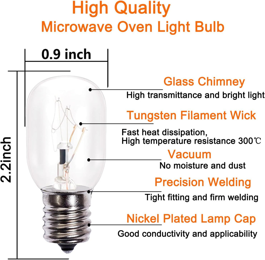 Microwave Light Bulbs Under Hood 40 Watt E17 Base Oven Light Bulb, 6 Pack