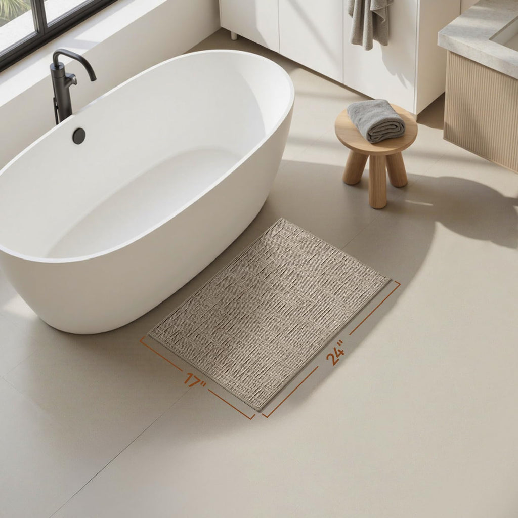 Bath Mat Non Slip Super Absorbent Quick Dry Bath Mats Floor Rubber Backing Washable Bathroom Rugs Modern Woven