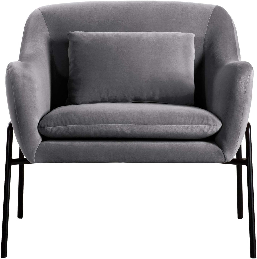 Karen Modern Velvet Upholstery Accent Chair, 44.1" W, Grey