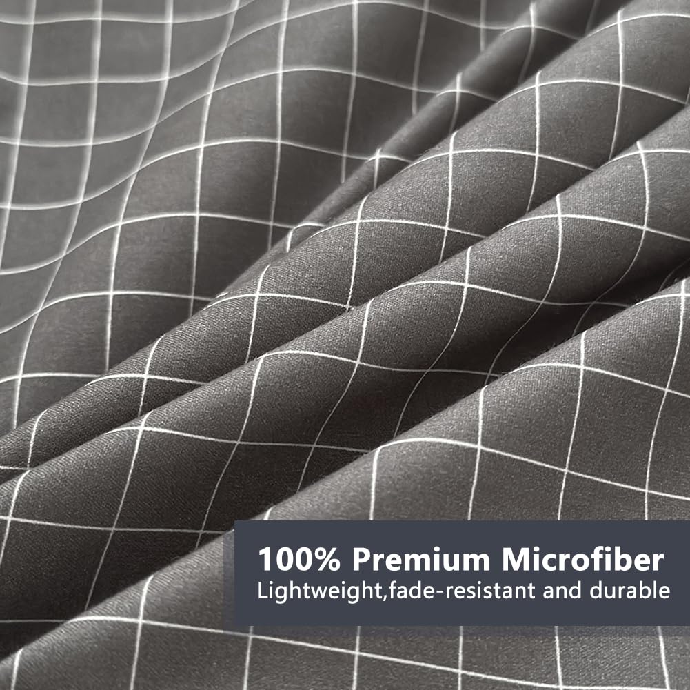 Comforter Set, Dark Gray Plaid, 3 Pieces