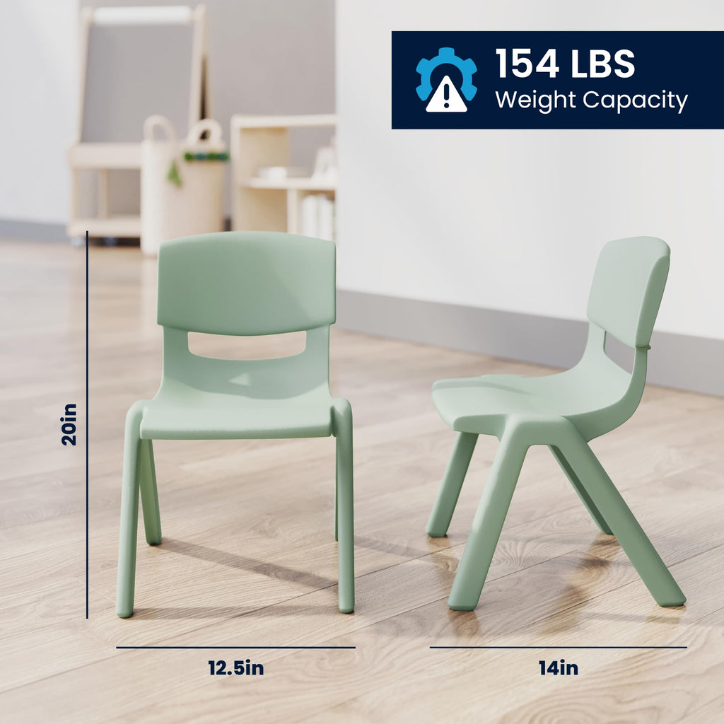 7-Piece Kids Activity Table and Chair Set, Light Gray/Sage