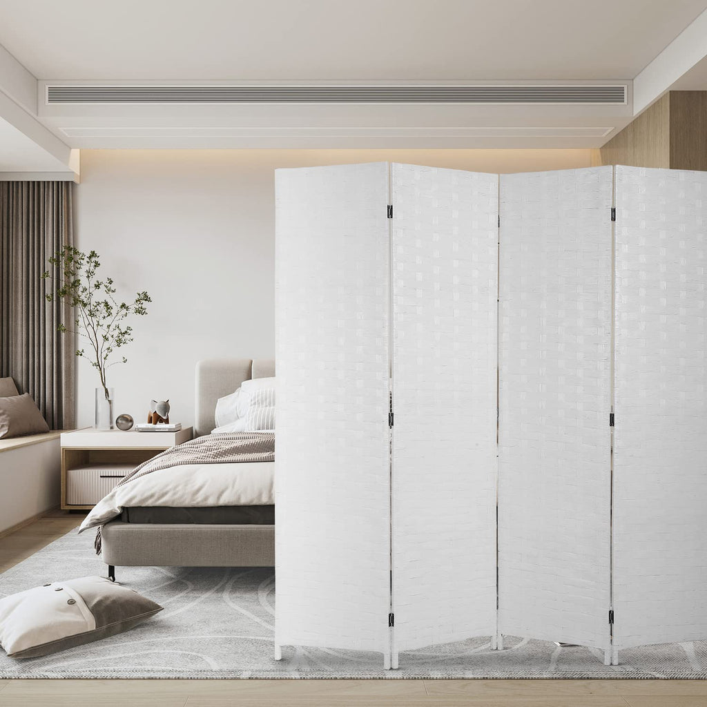 4-Panel Folding Room Divider | 6ft, White | Light & Portable
