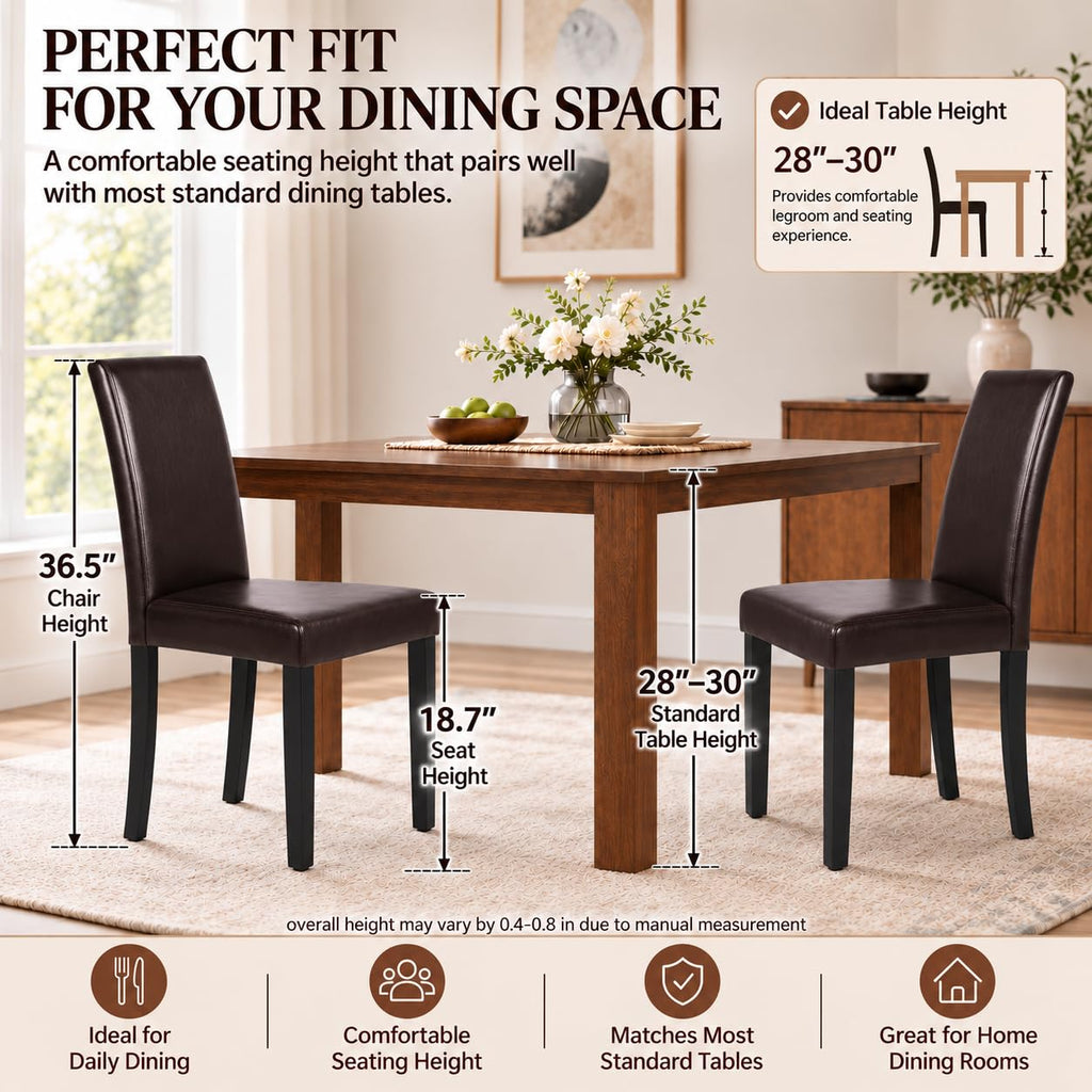 Set of 4 Upholstered Kitchen Chairs Dark Brown