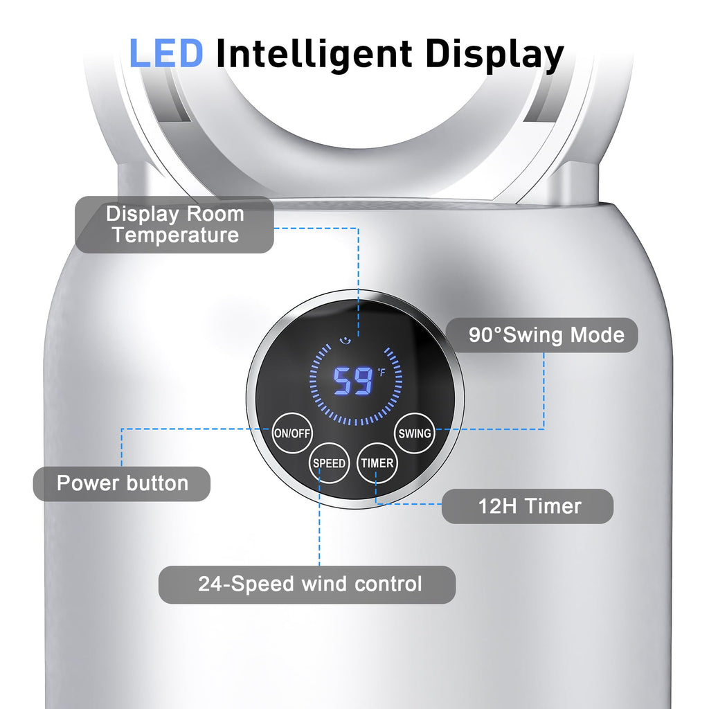36" Bladeless Tower Fan , Standing Fans with Remote
