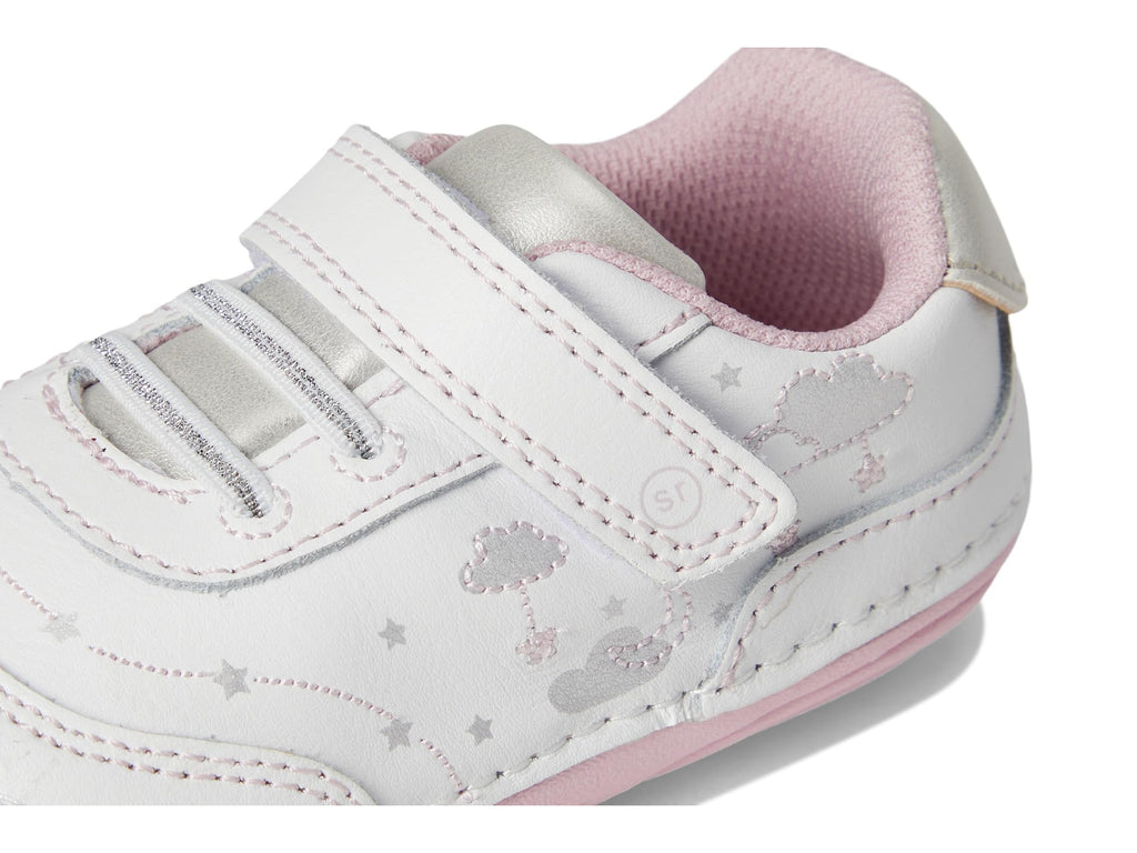 Rite girls Soft Motion Adalyn First Walker Shoe, White/Silver, 4.5 X-Wide Infant US