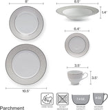 Parchment 40-Piece Dinnerware Set, Service for 8, Durable Porcelain Plates, Bowls, and Mugs with Contemporary Design