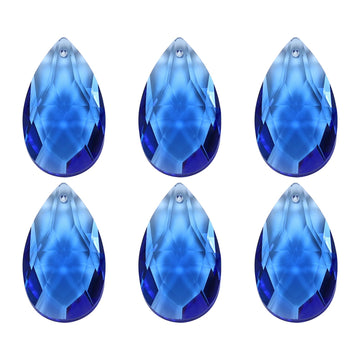 6Pack 38mm K9 Crystal Pendants Teardrop Beads Blue