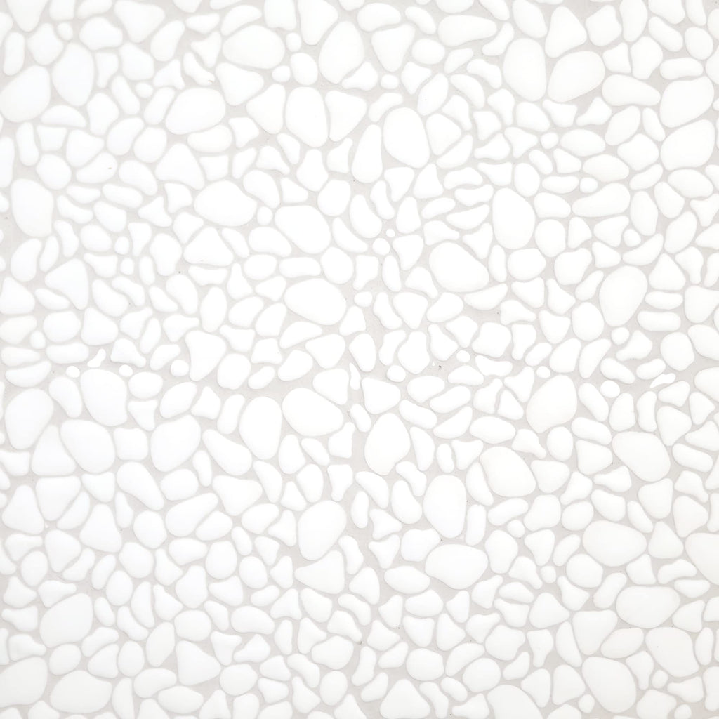 Pebble Tile for Shower Floor Border Kitchen Bathroom Backsplash, White Recycled Glass Marble Stone Looks
