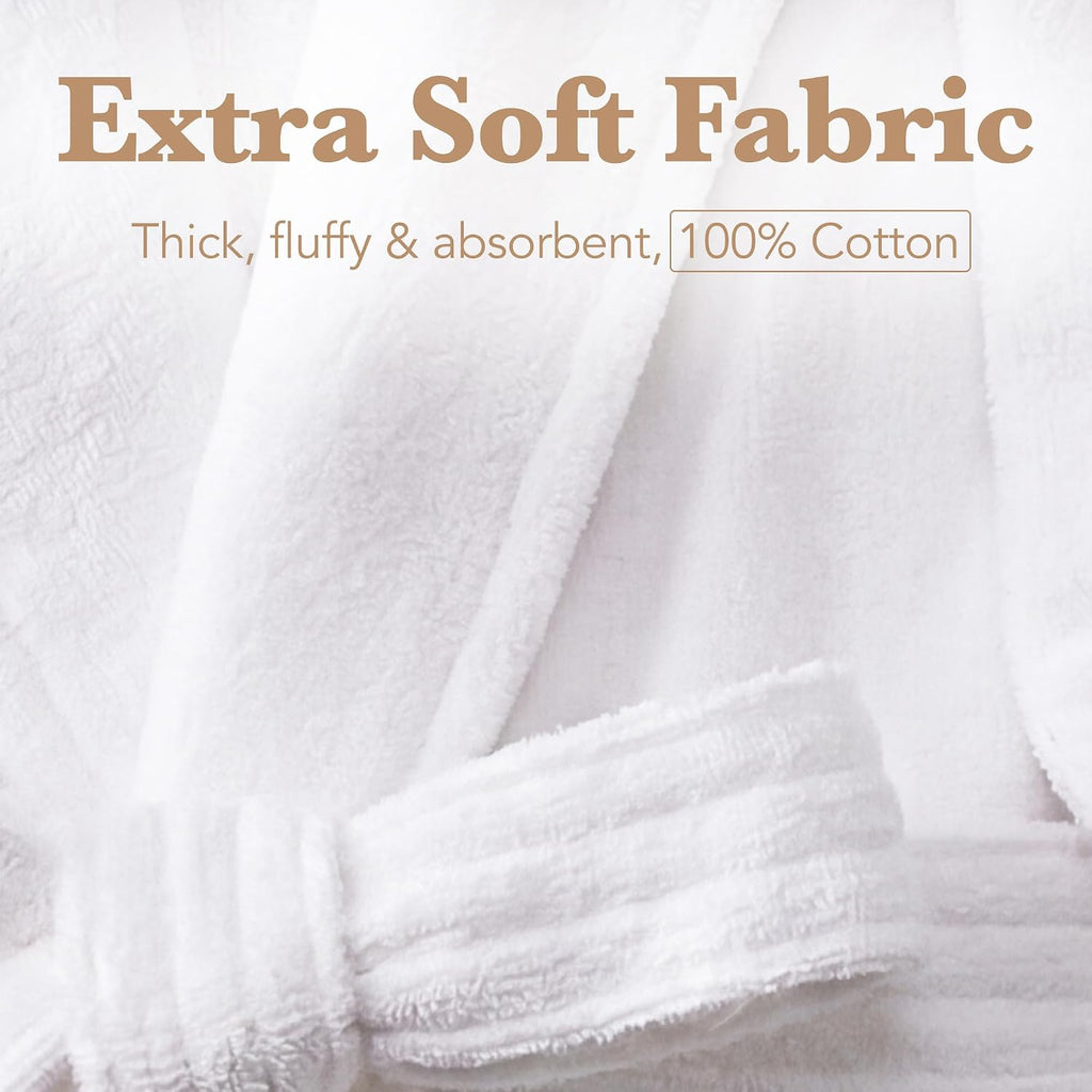 Cotton Terry Velour Bath Robe Self-Tie Belt for Men or Women | Absorbent Inside, Smooth Outside, Generously Sized