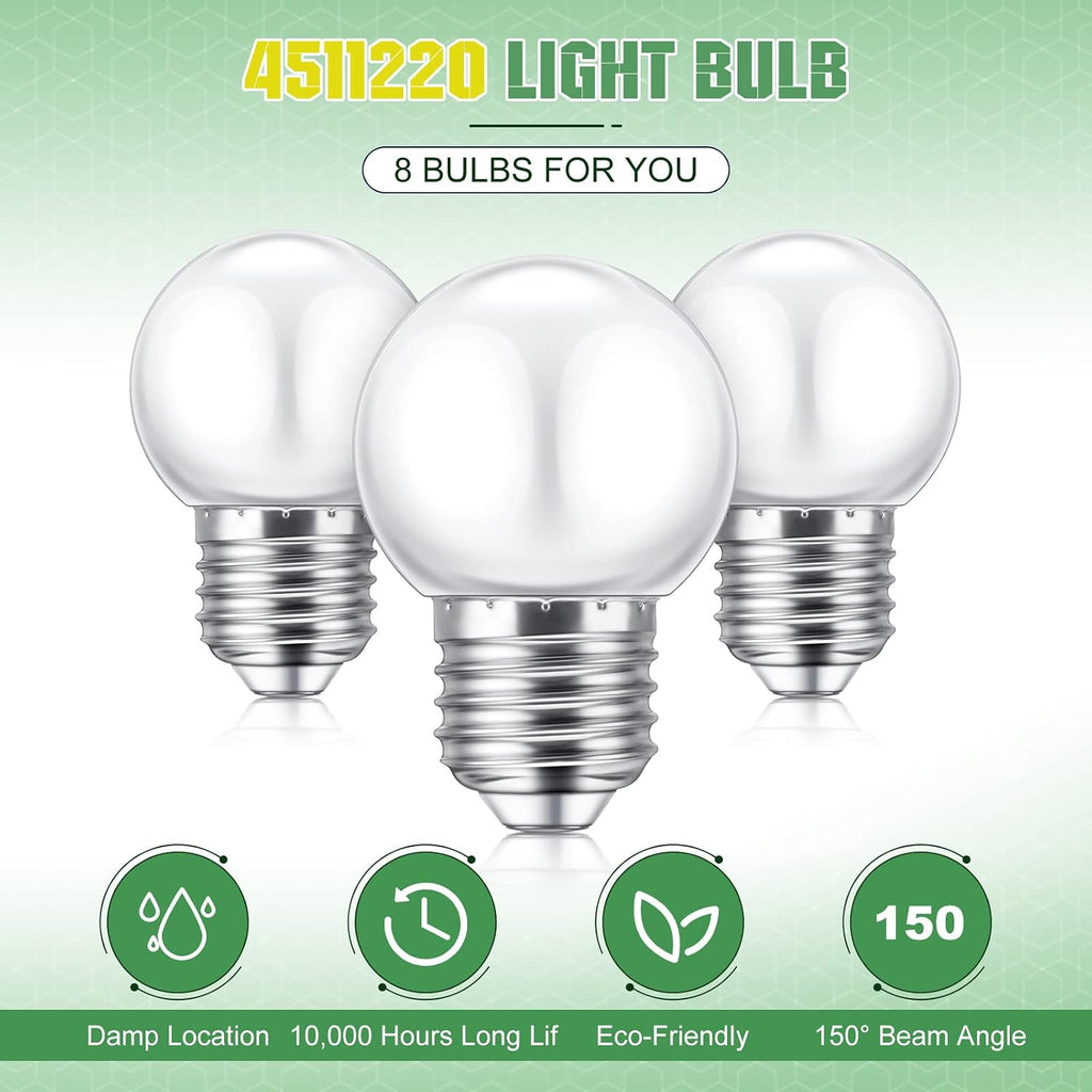 8 Pcs LED Night Light Bulbs 1W E26 Base G45 2700K Warm White