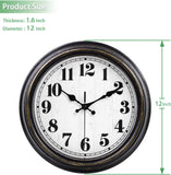 45MinST 12 Inches Retro Wall Clock, Silent Non Ticking Battery Operated Movement, Decor for Home/Wall Decor