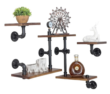 Industrial Pipe Shelves, Wall Ladder Shelving, Corner Wood Bookshelf