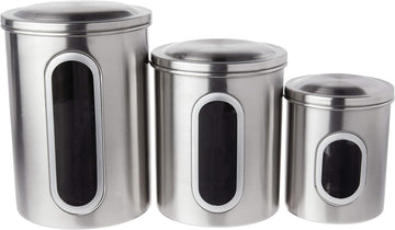 Stainless Steel Canister Set Counter, 3 Container Set - Set of 3