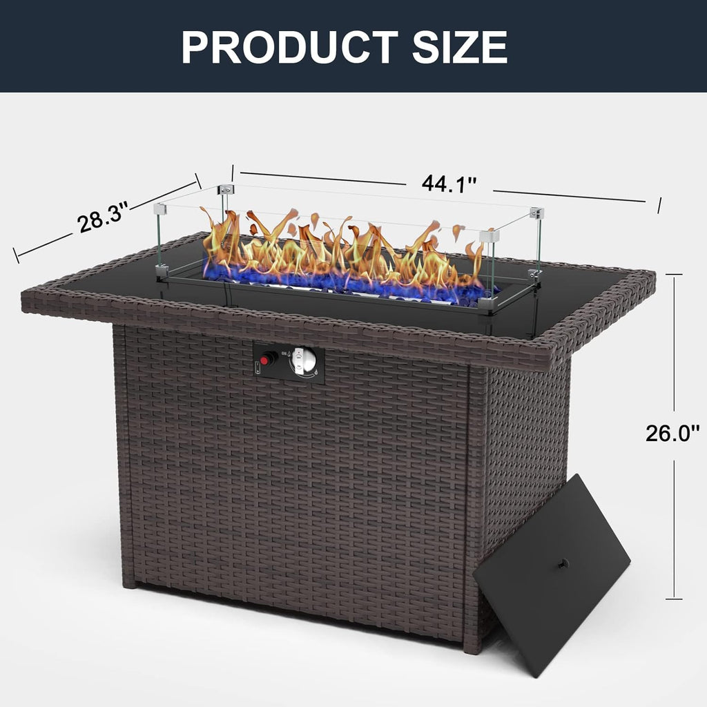 44 Inch Propane Gas Fire Pits Table for Outside Patio