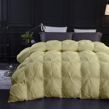 Winter Feather Pinch Pleated Down Comforter King Size 102 x 90 Inches 1-Piece All-Season Duvet Insert, 650