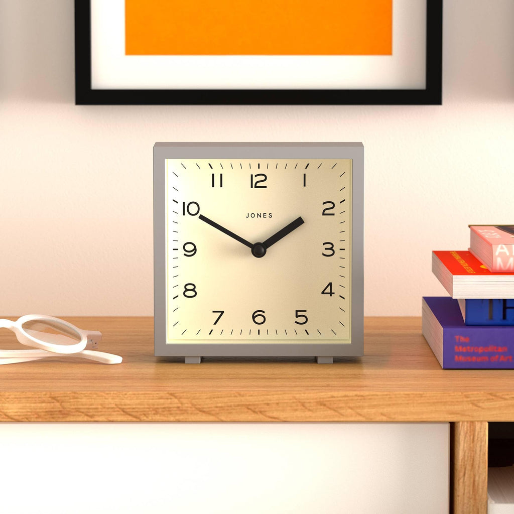 Disco Desk Clock | Sleek Square Design | Gray