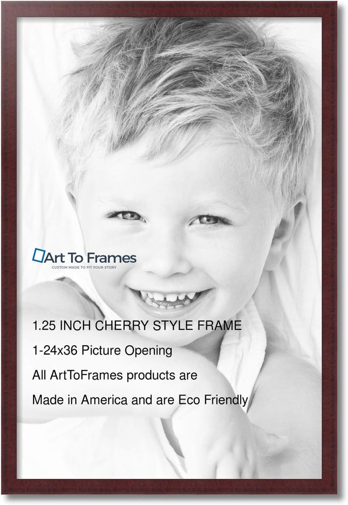 24x36 Inch Red Picture Frame, This 1.25" Custom Poster Frame is Cherry Style, for Your Art or Photos