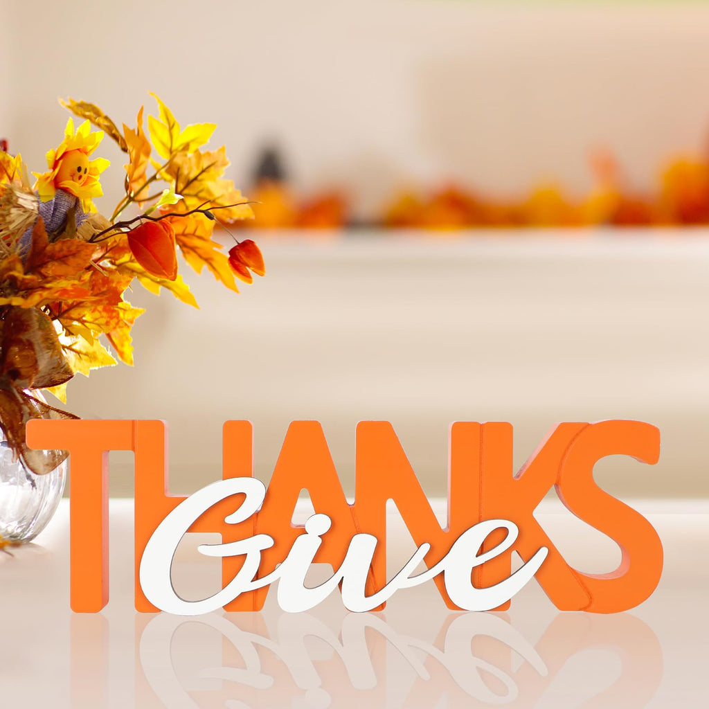 Wooden Thanksgiving Give Thanks Sign, Fall Decorations, Shelf, Mantel, Indoor, Wood Thanksgiving Decor, Autumn Table