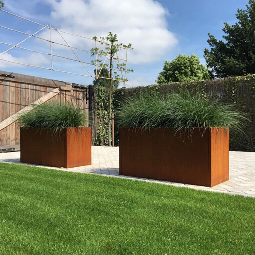 Corten Steel Planter Box 32" L x 12" W x 16" H Rectangular Outdoor Planter