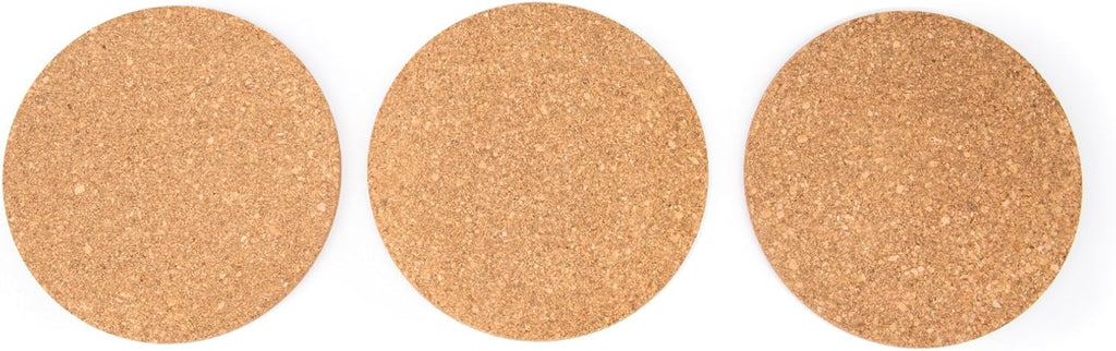 Round Cork Trivets Dishes, Pots, Pans and Plants, 7.25" Diameter x 0.5" Thick Hot Pads,4440 - Set of 3