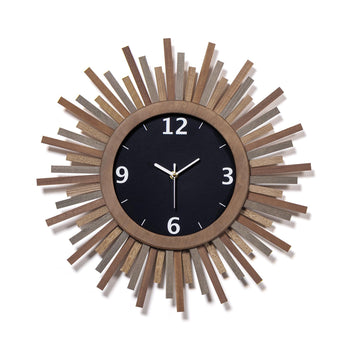 Inspired Nelson Style 18 Inch Large Wall Clock, Battery Operated, Silent, Rustic Wood Boho Sunburst Decorative Wall Clocks Kitchen Bedroom