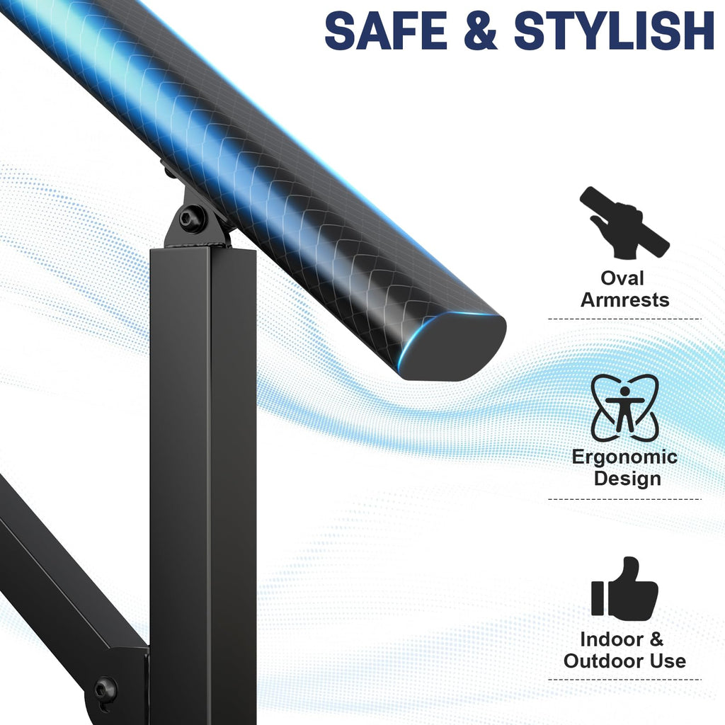2 Pack Handrails for Outdoor Steps, Black Stair Handrail Fit 1-4 Steps