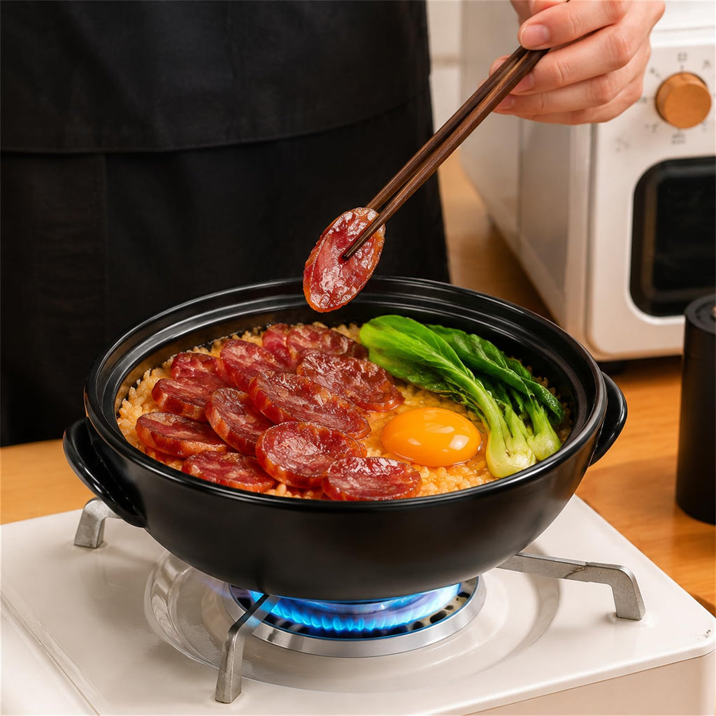 Large Korean Ceramic Bowl with Lid and Platter, 54 oz Clay Pot for Cooking, Sizzling Hot Pot for Dolsot Bibimbap
