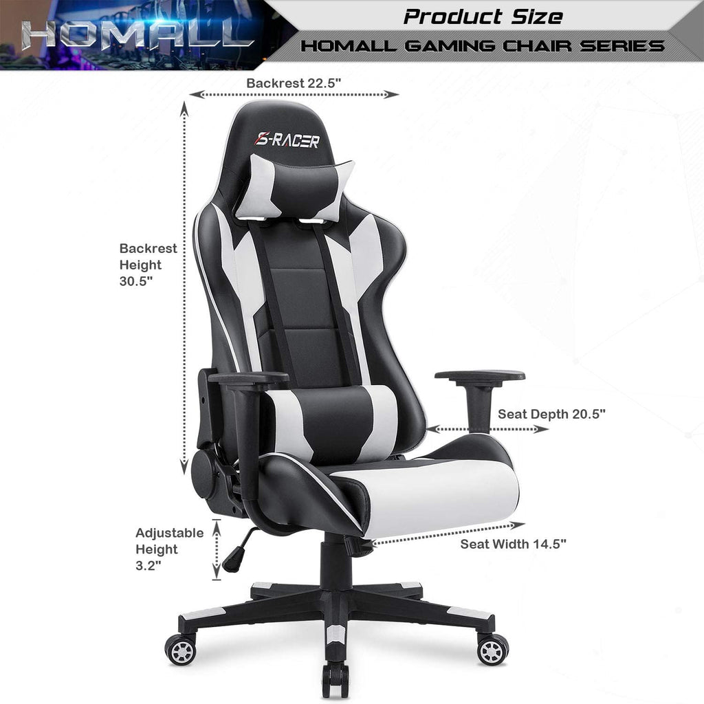 Gaming Chair, Office Chair High Back Computer Chair Leather Desk Chair Racing Executive Ergonomic Adjustable Swivel