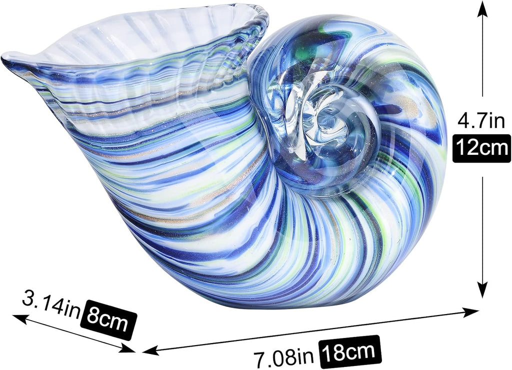 Hand Blown Glass Shell Decoration, Art Glass Conch Sculpture, Colorful Shell Statue for Room Office Coffee Table - Set of 20
