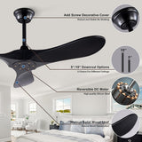 42 Inch Solid Wood Ceiling Fan with Remote,Black Ceiling Fan no Light,6 Speeds,Noiseless,Reversible DC Motor,Modern Ceiling Fans without Lights for Outdoor Indoor Bedroom Farmhouse,Patios A101-B0CG69D1ZZ