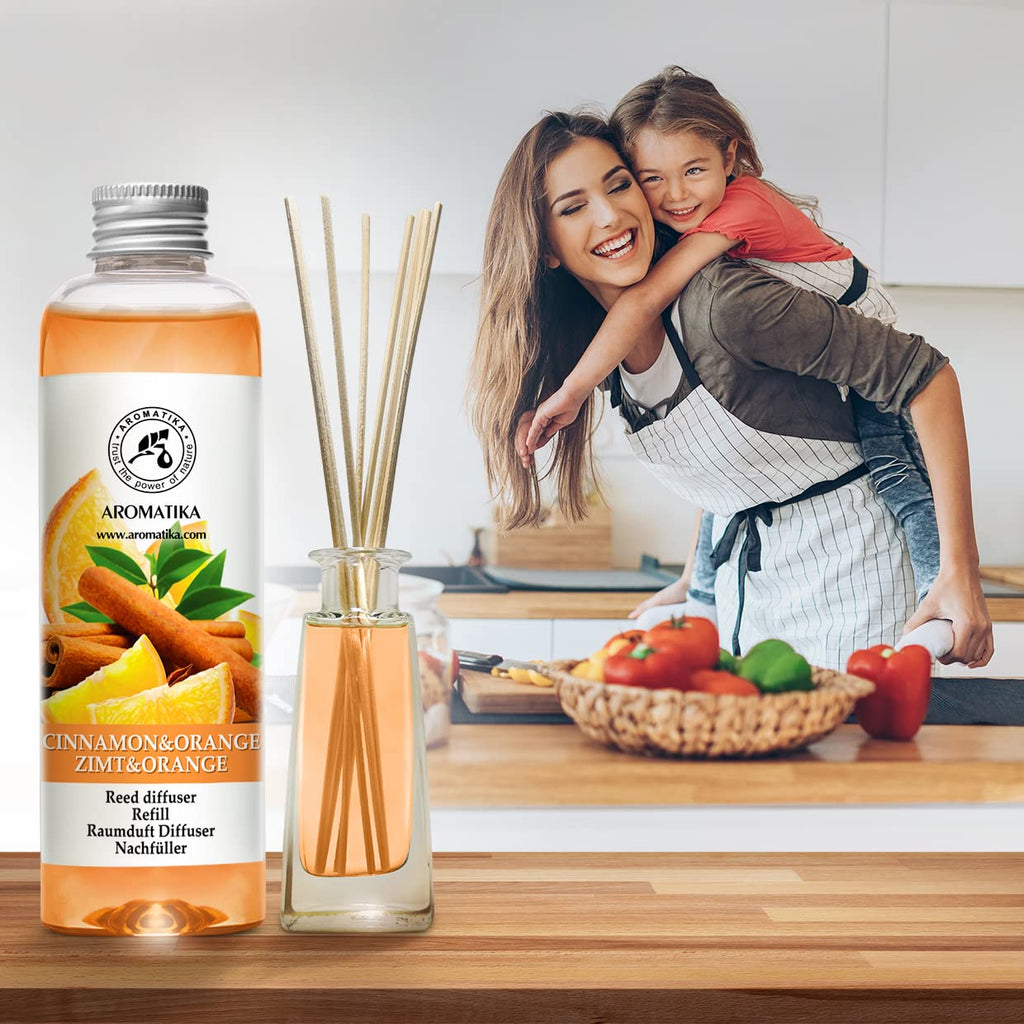 Cinnamon - Orange Diffuser Refill 6.8 Fl Oz (200ml) - Intensive - Fresh & Long Lasting Fragrance - Good for