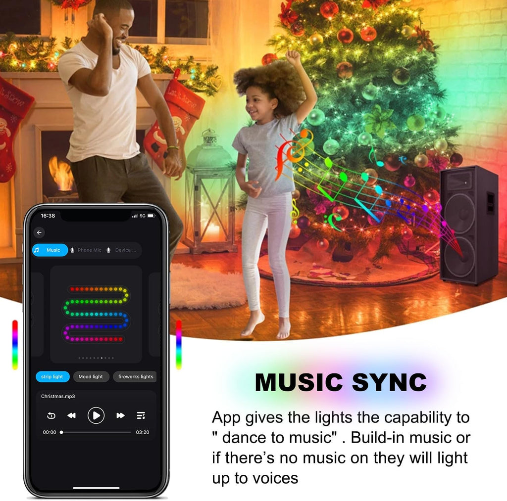 Smart LED Christmas Tree String Lights with Ring APP Remote Indoor Outdoor
