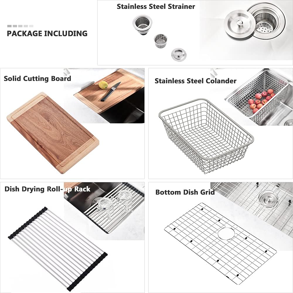 27x19 Undermount Kitchen Sink Stainless Steel Workstation Sink | 16 Gauge Stainless Steel Kitchen Sink Undermount