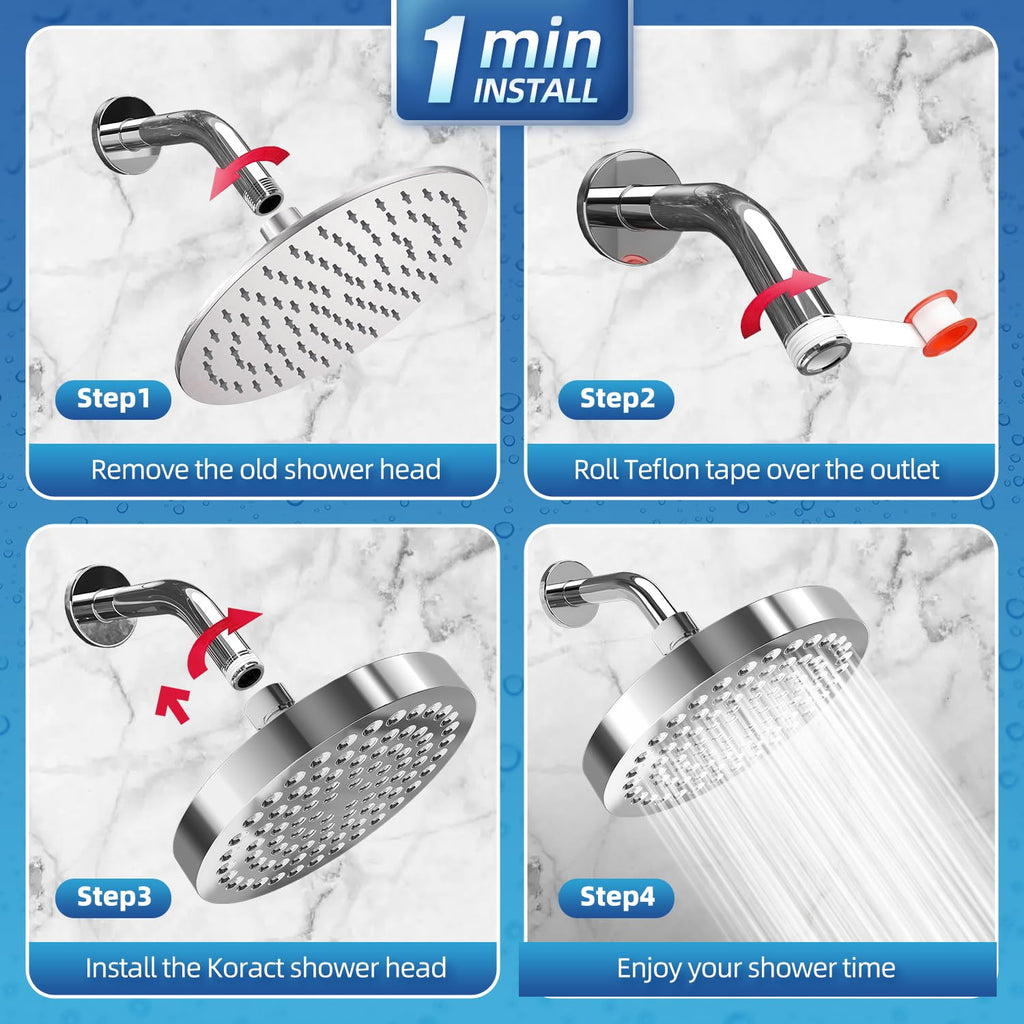 Shower Head High Pressure Rain Premium Luxury Design Anti-Clogging Silicone Nozzles Adjustable Replacement Shower