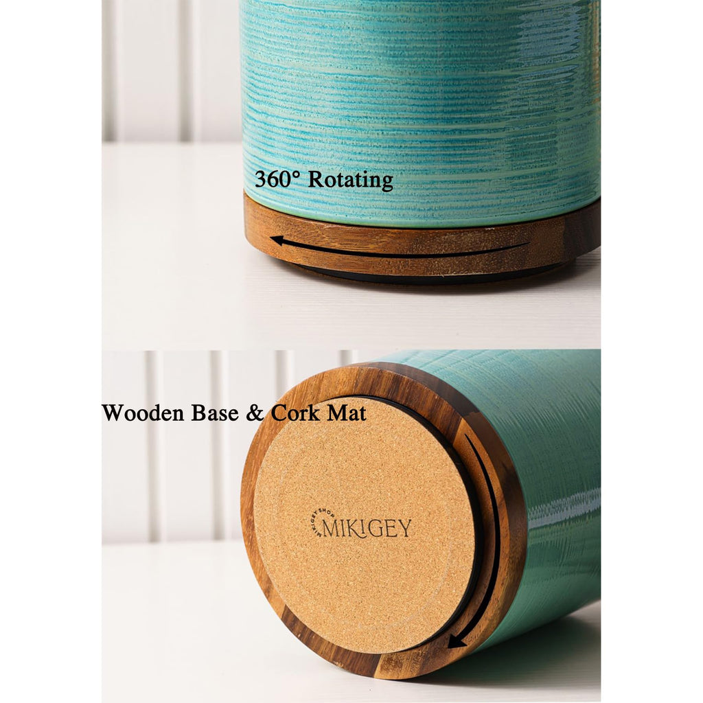 Utensil Holder, 360° Rotating Extra Large Ceramic Kitchen Utensil Holder for Countertop, 7.3" Cooking Utensil Crocks